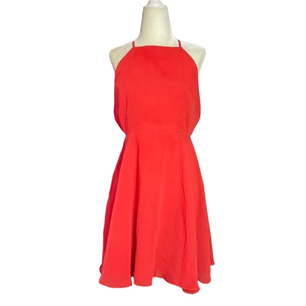 Silence + Noise Anthropologie Dress Women Size 10 Red Sheer Layered Strapy.